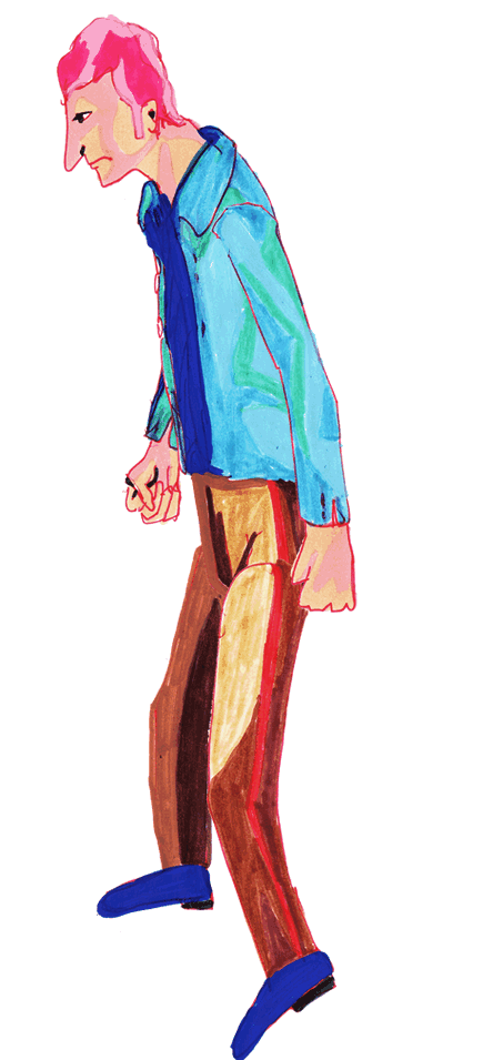 pink haired man